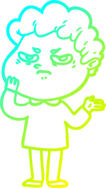 Bir insan tarafından çizilmiş kızgın bir adamın soğuk çizgi çizimi.