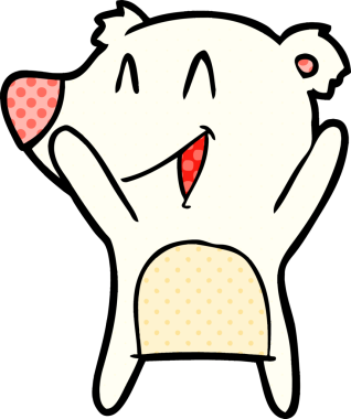 Bir insan tarafından çizilmiş gülen kutup ayısı çizgi filmi.