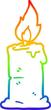 gökkuşağı gradyan çizgi çizimi bir insan tarafından çizilmiş yanan mum