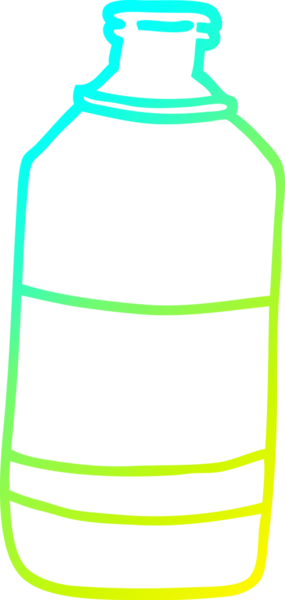 Bir insan tarafından çizilmiş karikatür su şişesinin soğuk gradyan çizgisi.