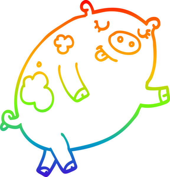 Bir insan tarafından çizilmiş gökkuşağı gradyan çizgi çizimi.