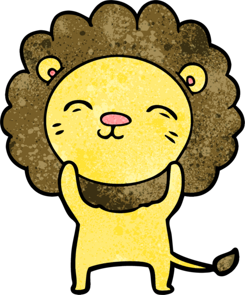 Bir insan tarafından çizilmiş çizgi film aslanı.