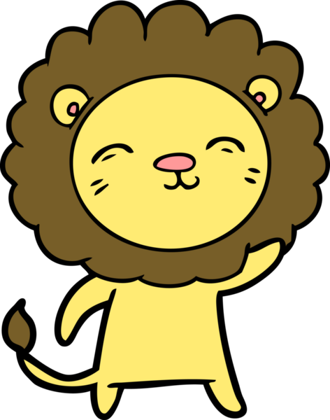 Bir insan tarafından çizilmiş çizgi film aslanı.