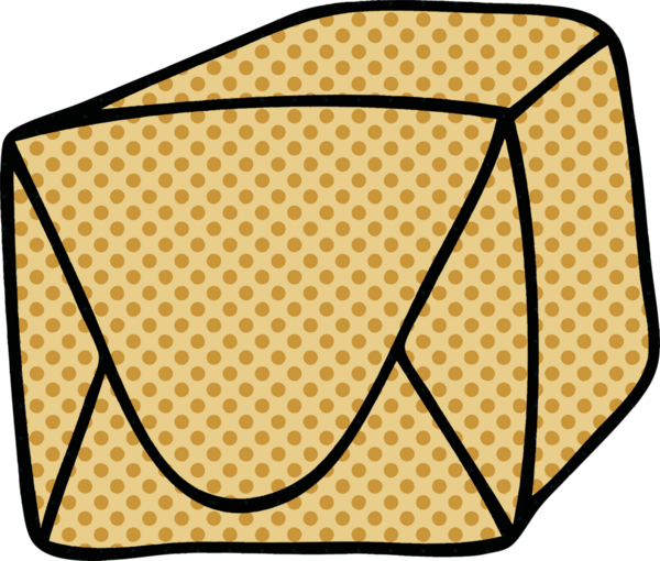 Bir insan tarafından çizilmiş çizgi roman tarzı tuhaf kahverengi paket.