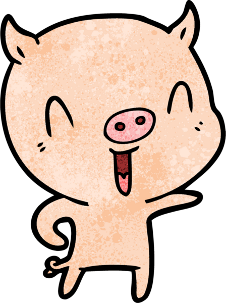 Bir insan tarafından çizilmiş mutlu çizgi film domuzu.