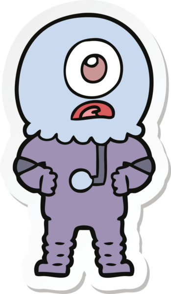 Bir insan tarafından çizilmiş uzaylı uzay adamının çizdiği Tepegöz 'ün çıkartması.