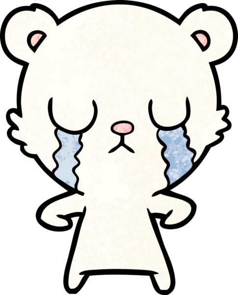 Bir insan tarafından çizilmiş üzgün küçük kutup ayısı çizgi filmi.