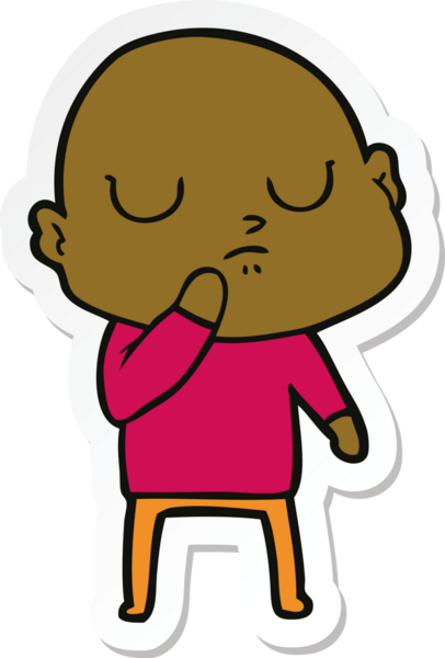 Bir insan tarafından çizilmiş kel bir adamın çıkartması.