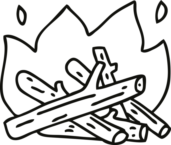 Bir insan tarafından çizilmiş garip çizgi film kamp ateşi.