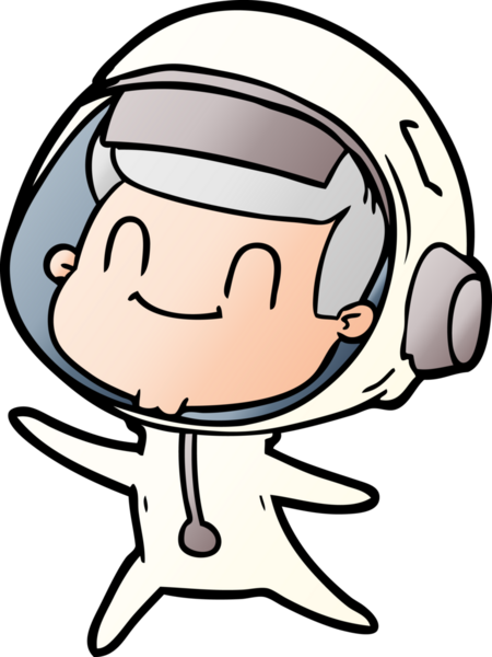 Bir insan tarafından çizilmiş mutlu astronot çizgi filmi.