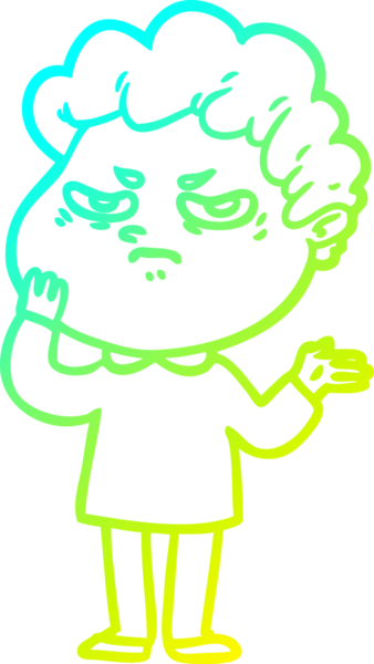 Bir insan tarafından çizilmiş kızgın bir adamın soğuk çizgi çizimi.