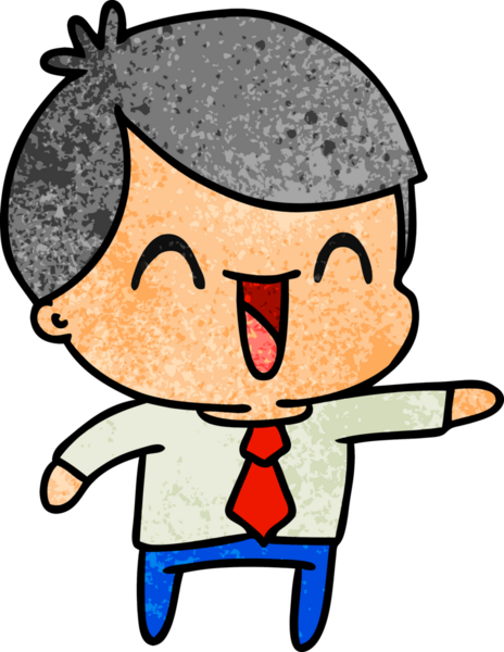 Bir insan tarafından çizilmiş kawaii adamın serbest çizim çizimi.