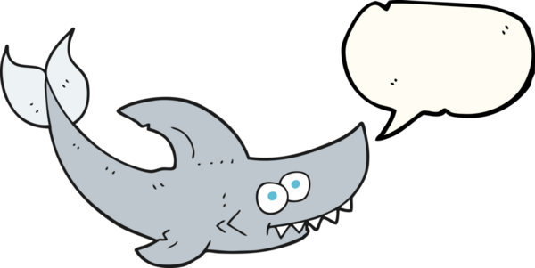 Bir insan tarafından çizilmiş serbest konuşma balonu karikatürü köpek balığı.