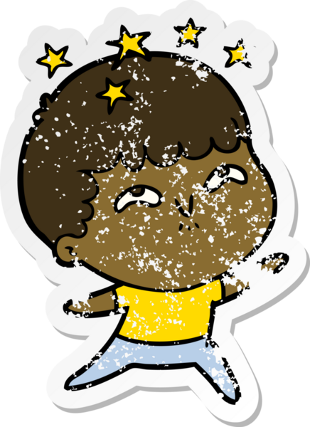 Bir çizgi filmin sıkıntılı çıkartması Bir insan tarafından çizilmiş hayret verici bir çocuk