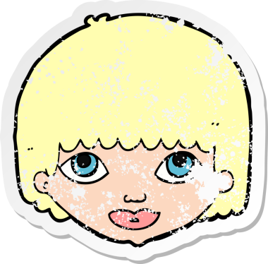 Bir insan tarafından çizilmiş bir karikatür kadın yüzünün gerilimli yapıştırması.