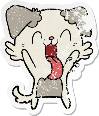 Bir insan tarafından çizilmiş, nefes nefese kalmış bir köpeğin sıkıntılı çıkartması.