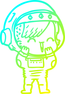 Bir insan tarafından çizilmiş gülen astronot bir kızın soğuk gradyan çizimi