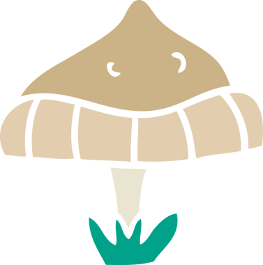 Bir insan tarafından çizilmiş tek bir mantarın el çizimi karikatürü.