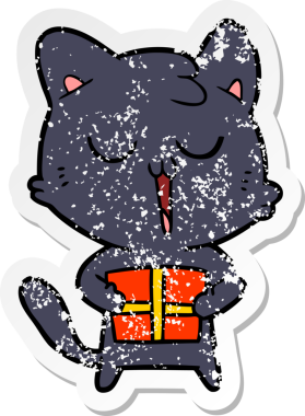 Bir insan tarafından çizilmiş bir çizgi film kedisinin sıkıntılı çıkartması.