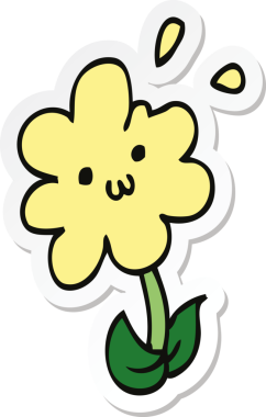 Bir insan tarafından çizilmiş karikatür çiçeğinin çıkartması.