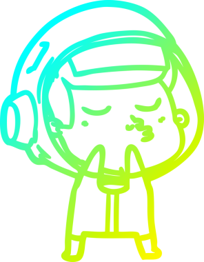 Bir insan tarafından çizilmiş kendinden emin bir astronotun soğuk çizgi çizimi.