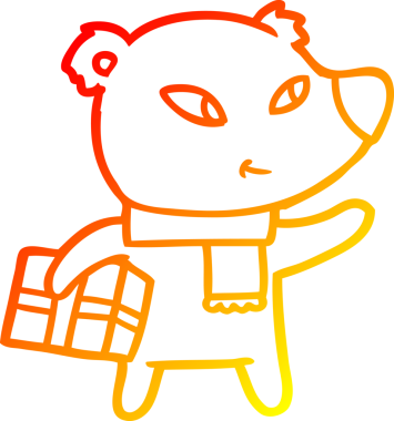 Bir insan tarafından çizilmiş şirin bir çizgi film Noel ayısının sıcak çizgi çizimi