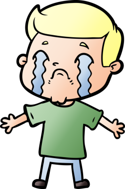 Bir insan tarafından çizilmiş ağlayan çizgi film adamı.