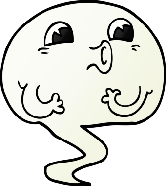 Bir insan tarafından çizilmiş ürkütücü karikatür hayaleti.