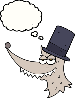 Serbest çizim düşünce balonu çizgi filmi zengin kurt bir insan tarafından çizildi.