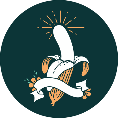 Bir insan tarafından çizilmiş, soyulmuş muz dövmesi simgesi