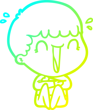 Bir insan tarafından çizilmiş gülen bir çizgi film karakterinin soğuk gradyan çizgisi.