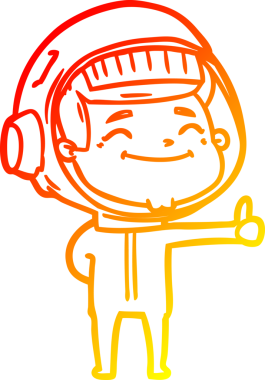 Bir insan tarafından çizilmiş mutlu bir astronotun sıcak çizgi çizimi