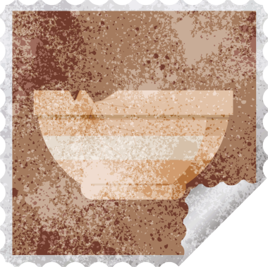 Bir insan tarafından çizilmiş kırık kase kare çıkartma damgası