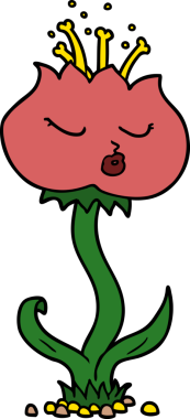 Bir insan tarafından çizilmiş sevimli karikatür çiçeği.