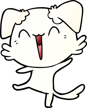 Bir insan tarafından çizilmiş küçük mutlu köpek çizgi filmi.