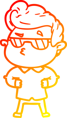 Bir insan tarafından çizilen karikatür karikatürünün sıcak çizgi çizimi.