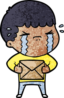 Bir insan tarafından çizilmiş ağlayan çizgi film adamı.