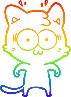 gökkuşağı gradyan çizgi çizimi bir insan tarafından çizilmiş sürpriz bir kedi