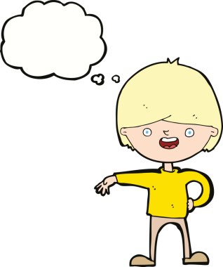 Bir insan tarafından çizilmiş düşünce balonlu mutlu adam çizgi filmi.