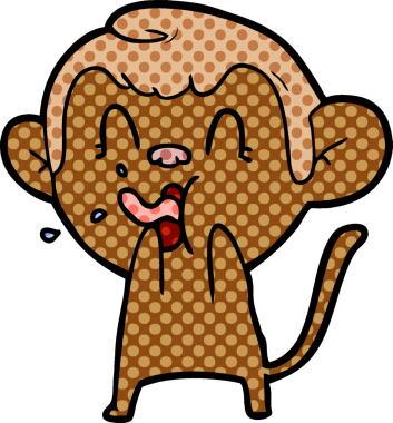 Bir insan tarafından çizilmiş çılgın çizgi film maymunu