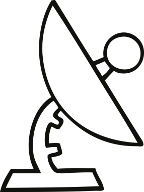 Bir insan tarafından çizilmiş uydu anteninin çizgi çizimi