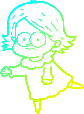 Bir insan tarafından çizilmiş mutlu çizgi film kızı çizimi.