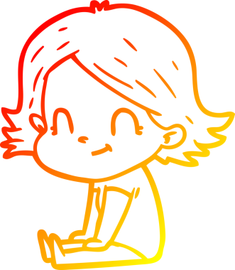 Bir insan tarafından çizilmiş, karikatür dostu bir kız çizimi.