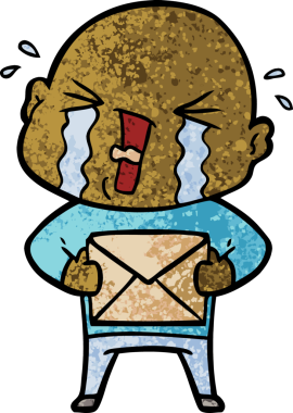 Bir insan tarafından çizilmiş ağlayan kel bir adam.