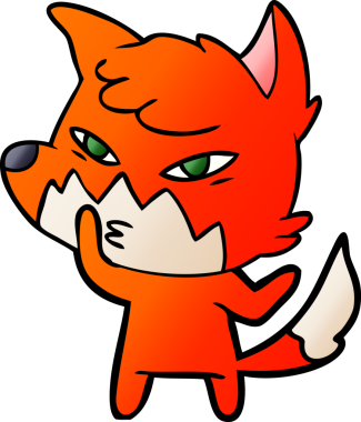 Bir insan tarafından çizilmiş akıllı çizgi film tilkisi.