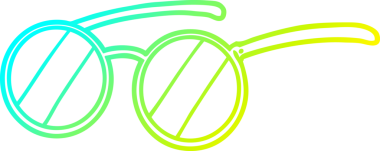 Bir insan tarafından çizilmiş bir çizgi film gözlüğünün soğuk gradyan çizimi