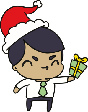 Bir insan tarafından çizilmiş Kawaii çocuğunun el çizimi Noel karikatürü.