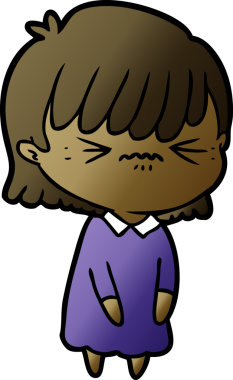 Bir insan tarafından çizilmiş kızgın çizgi film kızı.