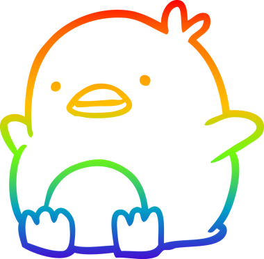 Gökkuşağı gradyan çizgisi Bir insan tarafından çizilmiş sevimli bir penguen