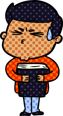 Bir insan tarafından çizilmiş terleyen çizgi film adamı.